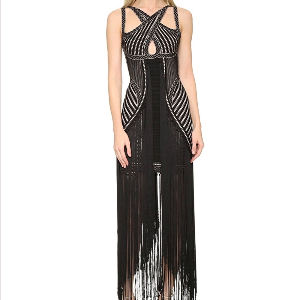 Herve Leger Fringe Gown